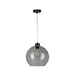 Lampa Wisząca Canberra 1xE27 Max.60W Czarny Metal/Przezroczysty Kabel PCV/Szkło Dymne