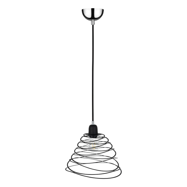 Lampa Wisząca Komet 1xE27 Max.60W Chromowany Metal/Czarny Metal/Czarny Kabel PCV