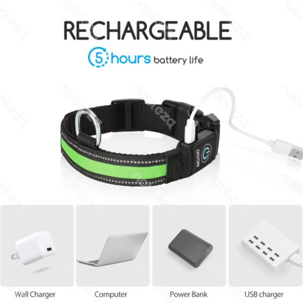 Świecąca obroża typ.B LED dla psa USB dł. 41-51cm | pomarańczowy