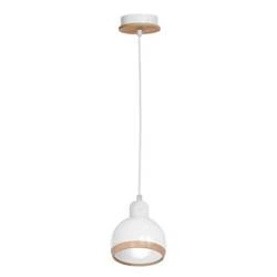 Lampa wisząca OVAL , MLP7043, biały/drewno, 1x60W E27