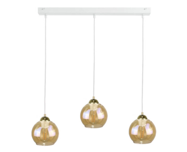 Lampa wisząca 3xE27 AMBRE WHITE/GOLD