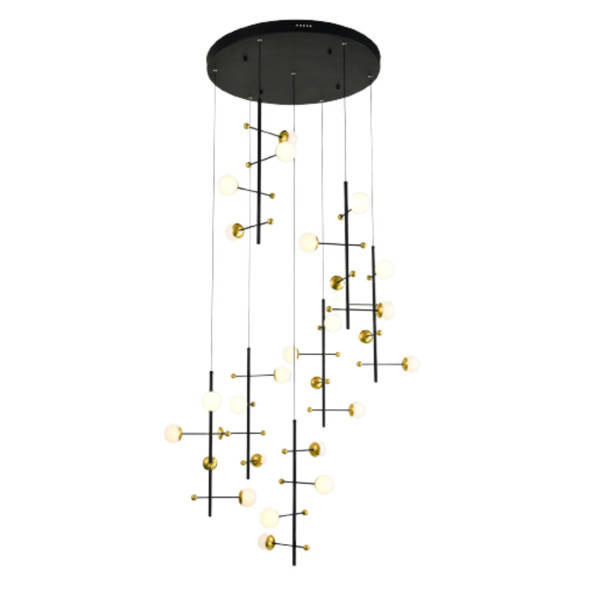 Lampa wisząca Helmond wys. cał. 180cm 89W 28xLED ciepła biel 3000K | czarny