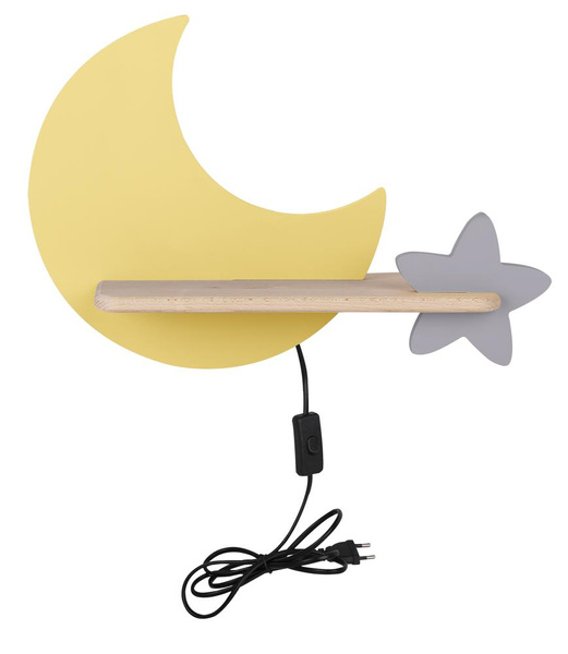 Kinkiet z półką IQ Kids Moon, 21-84460, żółty/szary, 5W LED, barwa neutralna 4000K