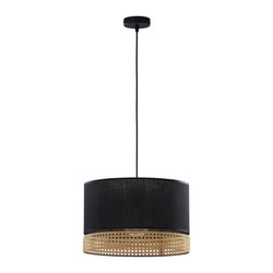 Lampa wisząca rattanowa do jadalni PAGLIA BLACK szer. 38cm | czarny 6543