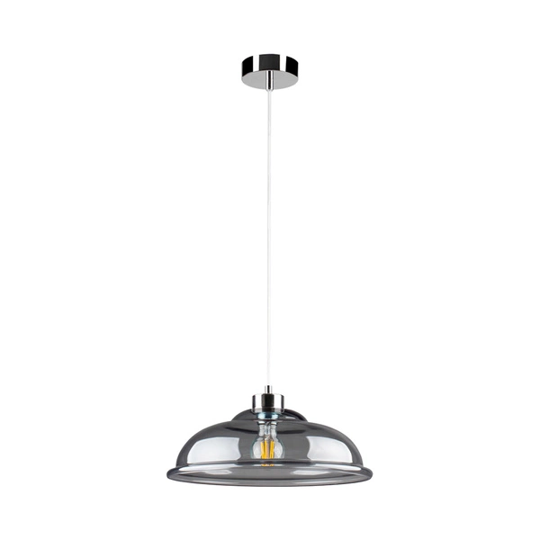 Lampa wisząca Molde 1xE27 maks. 60W chromowany metal/przezroczysty kabel PVC/szkło dymione