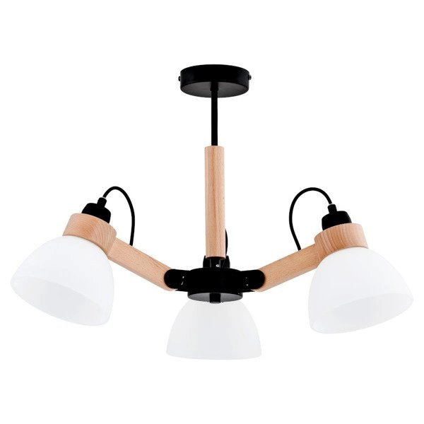 Lampa sufitowa DANTONA drewno/czarny/biały śr. 60cm