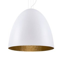 Lampa wisząca tuba nad stół EGG L biały/złoty śr. 55cm