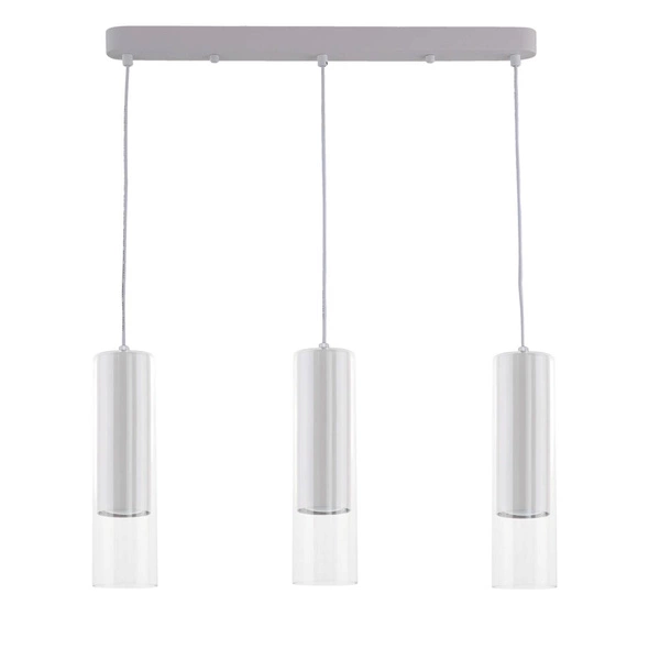 Lampa wisząca, listwa Manacor 3, biały/transparentny, 3x50W GU10