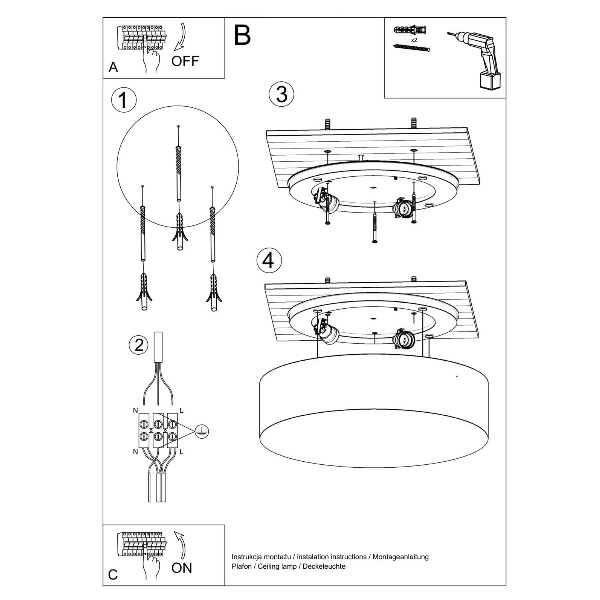 Plafon Arena 35 dwu punktowy stal czarny PVC 15W LED, SL.0121