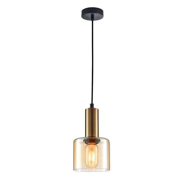 Lampa wisząca Santia z dymionym kloszem wys. cał. 94,5cm E27 | miedziany