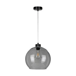 Lampa Wisząca Laguna 1xE27 Max.60W Czarny Metal/Przezroczysty Kabel PCV/Szkło Dymne