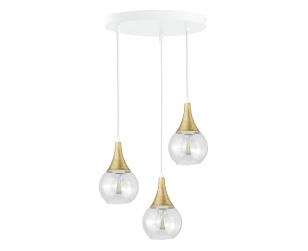 Lampa wisząca 3xE27 LACRIMA CLEAR WHITE/GOLD