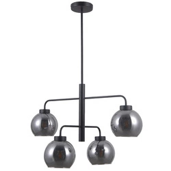 Lampa wisząca POGGI dł. 74cm 4xE27 | czarny/dymiony