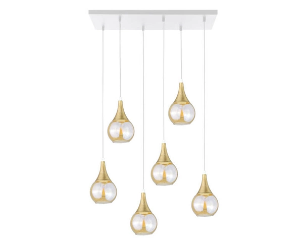 Lampa wisząca 6xE27 LACRIMA HONEY WHITE/GOLD