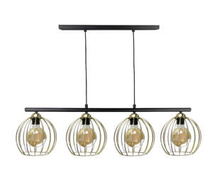 Lampa wisząca 4xE27 BACCA BLACK/GOLD LONG