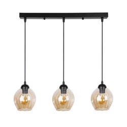 Lampa wisząca ASPA, czarna z brązowymi kloszami, 3x40W E27