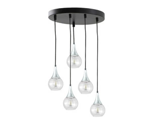 Lampa wisząca 5xE27 LACRIMA CLEAR BLACK/SILVER