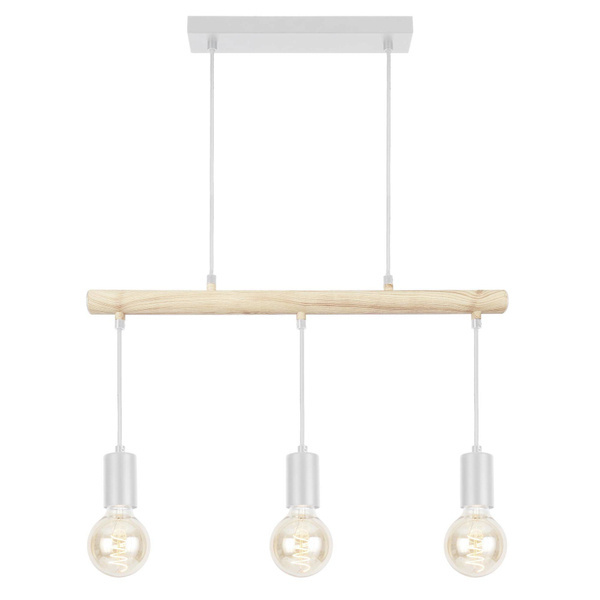 Lampa wisząca IZZY 33-78070 biała + drewno 3x60W E27