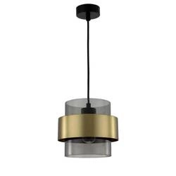 Lampa wisząca Miele, duża, czarny/dymiony/złoty, 1x40W E27