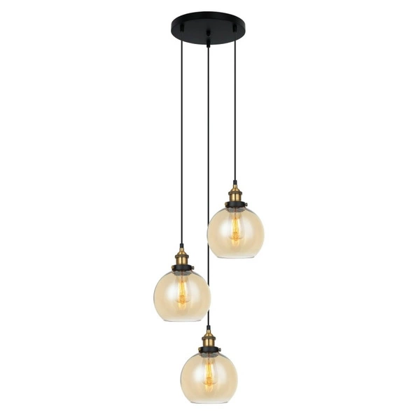 Lampa wisząca CARDENA wys. cał. 120cm 3xE27 | czarny/złoty