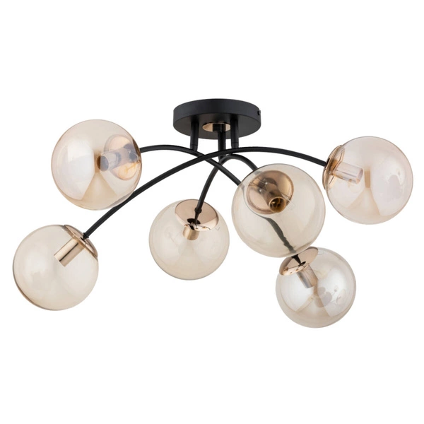 Lampa sufitowa BLASKO MIX szer. 59cm 6xE14 | czarny/złoty