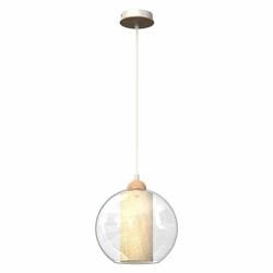 Lampa wisząca TELA, fi25, biały/transparentny/drewno, 1x60W E27, MLP7956