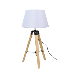 Lampa gabinetowa/stołowa/nocna LUGANO 41-31136 podstawa drewno/abażur biały 1x60W E27